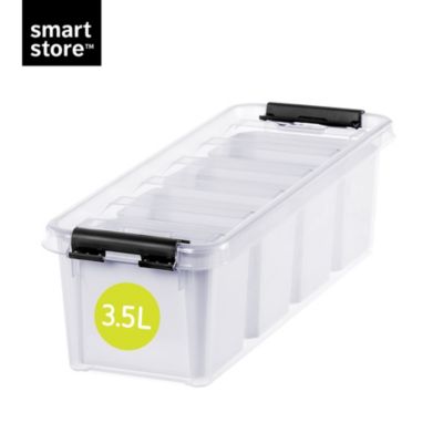 Boîte de rangement 3,5L empilable SmartStore Classic 4 Orthex P. 38 cm  transparent avec 4 compartiments