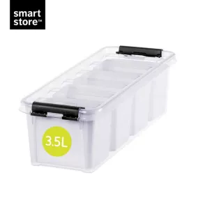 Boîte de rangement 3,5L empilable SmartStore Classic 4 Orthex P. 38 cm transparent avec 4 compartiments