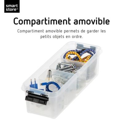 Boîte de rangement 3,5L empilable SmartStore Classic 4 Orthex P. 38 cm transparent avec 4 compartiments