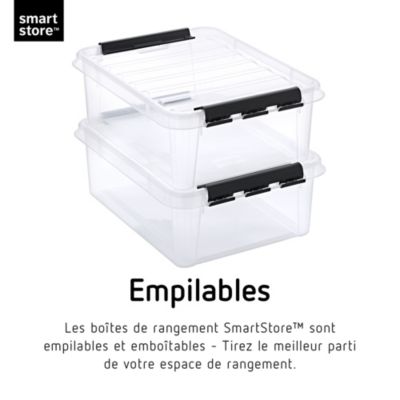 Boîte de rangement 3,5L empilable SmartStore Classic 4 Orthex P. 38 cm transparent avec 4 compartiments