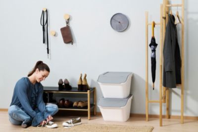 Boîte de rangement 51 L empilable SmartStore Collect Stack It Orthex P.55 cm blanc et gris
