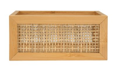 Boîte de rangement accessoires de salle de bains en bambou et rotin, 15x7x15 cm, Wenko Allegre