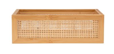 Boîte de rangement accessoires de salle de bains en bambou et rotin, 15x7x22 cm, Wenko Allegre