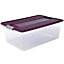 Boîte de rangement avec couvercle en plastique Kliker 35L coloris violet
