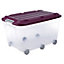Boîte de rangement avec couvercle en plastique Klipso 60L coloris violet