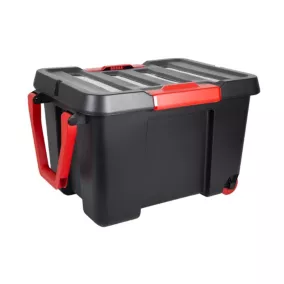 Boîte de rangement avec couvercle Stock'R 120L noir et rouge