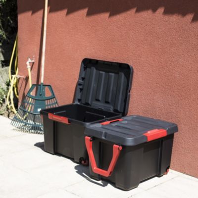 Boîte de rangement avec couvercle Stock'R 120L noir et rouge