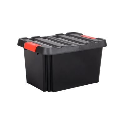 Boîte de rangement avec couvercle Stock'R 58L noir et rouge