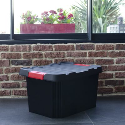 Boîte de rangement avec couvercle Stock'R 58L noir et rouge