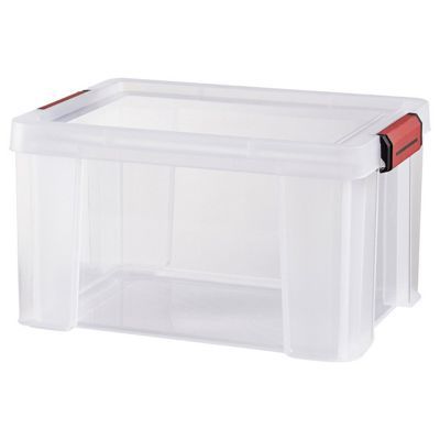 ATHLON TOOLS 4 boîtes de rangement de 12,5 l avec couvercle, de qualité alimentaire, clips de fermeture, 100% neuf, boîte en plastique transparente, boîtes à vêtements empilables