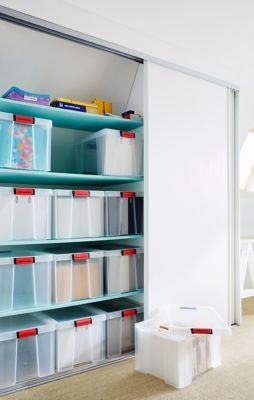 Boîte de rangement avec couvercle Sundis Clip & Store 45 L transparent