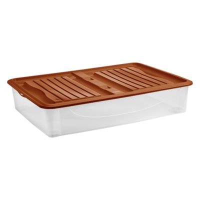 Boîte de rangement avec roulettes Tontarelli Underbed 56,4 l couvercle terracotta vendue par 2