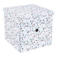 Boîte de Rangement carrée avec couvercle Terrazzo coloris blanc