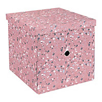 Boîte de Rangement carrée avec couvercle Terrazzo coloris corail