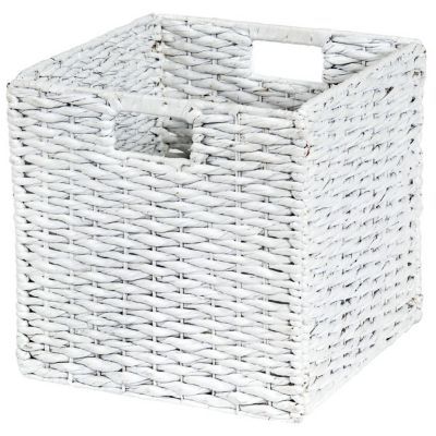Boîte de rangement carrée en fibre naturelle Mixxit coloris blanc