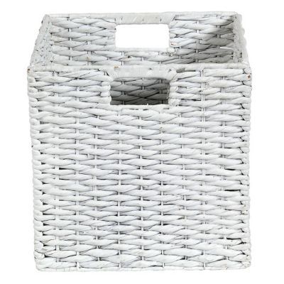 Boîte de rangement carrée en fibre naturelle Mixxit coloris blanc