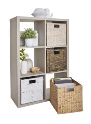 Boîte de rangement carrée en fibre naturelle Mixxit coloris blanc