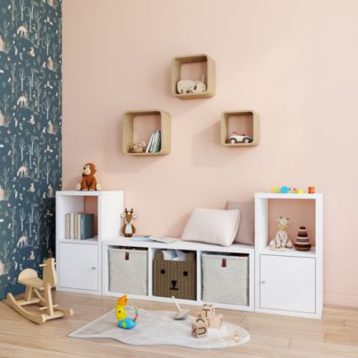 Boîte de rangement carrée en jonc de mer motif ourson Mixxit