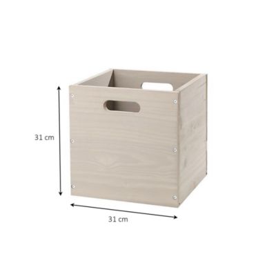 Boîte de rangement carrée en pin massif Vitoria Mixxit coloris taupe