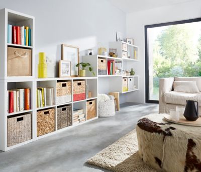 Boîte de rangement carrée en plastique Mixxit coloris blanc
