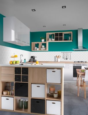 Boîte de rangement carrée en plastique Mixxit coloris blanc