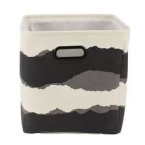 Boîte de rangement carrée en textile imprimé noir et blanc
