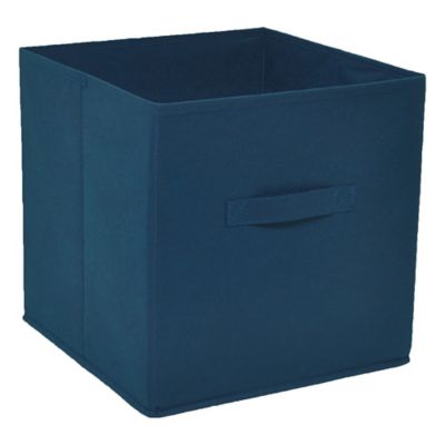 Boîte de rangement carrée en textile Mixxit coloris bleu canard