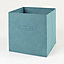 Boîte de rangement carrée en textile Mixxit coloris bleu turquoise