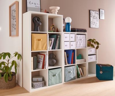 Boîte de rangement carrée en textile Mixxit coloris moutarde