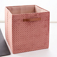Boîte de rangement carrée en textile Mixxit coloris rose
