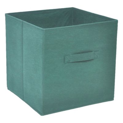 Boîte de rangement carrée en textile Mixxit coloris vert foncé