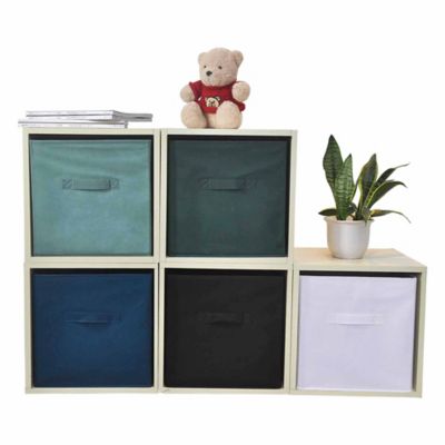 Boîte de rangement carrée en textile Mixxit coloris vert foncé