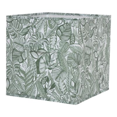Boîte de rangement carrée en textile Mixxit coloris vert motif jungle