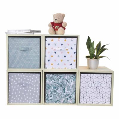 Boîte de rangement carrée en textile Mixxit coloris vert scandinave