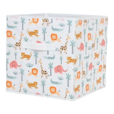 Boîte de rangement carrée en textile Mixxit motif savane