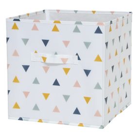 Boîte de rangement carrée en textile Mixxit motif triangles