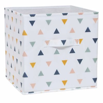 Boîte de rangement carrée en textile Mixxit motif triangles