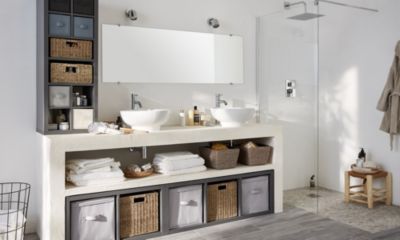 Boîte de rangement carrée en tissu Mixxit coloris blanc