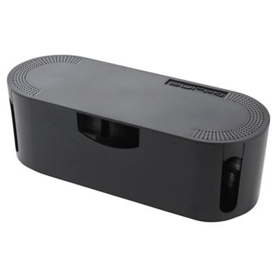 Boîte de rangement de câbles noir D-Line L. 325 x l. 125 mm, bloc 4 prises
