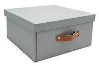 Boîte de rangement en carton avec couvercle Mixxit gris