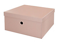Boîte de rangement en carton rectangulaire rose