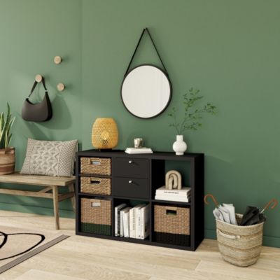 Boîte de rangement en fibre naturelle Mixxit coloris gris foncé