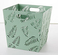 Boîte de rangement en métal perforé motif feuilles Mixxit coloris vert