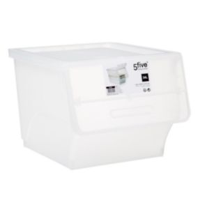 Boîte de rangement en plastique blanc avec ouverture frontale 34 L