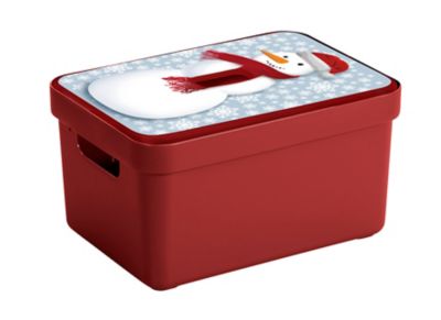 Nesta boîte de rangement Noël 32L avec insert pour 32 boules transparent  rouge