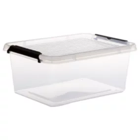 Boîte de rangement en plastique transparent avec roulettes Clip N' Box 12,5 L
