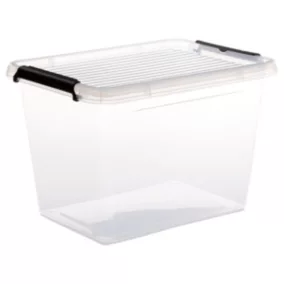 Boîte de rangement en plastique transparent avec roulettes Clip N' Box 19 L