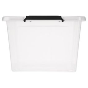 Boîte de rangement en plastique transparent avec roulettes Clip N' Box 32 L