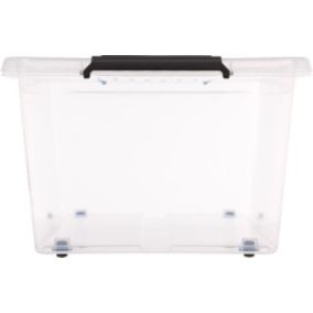Boîte de rangement en plastique transparent avec roulettes Clip N' Box 40 L