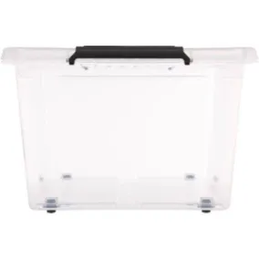 Boîte de rangement en plastique transparent avec roulettes Clip N' Box 40 L